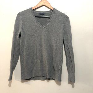 Gap Luxe V-Neck Long Sleeve Sweater Grey Size Medium